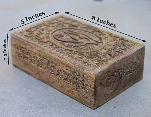 Egyptian Eye of Horus Hand Carved Jewelry Trinket Keepsake Wooden Storage Box (Large)