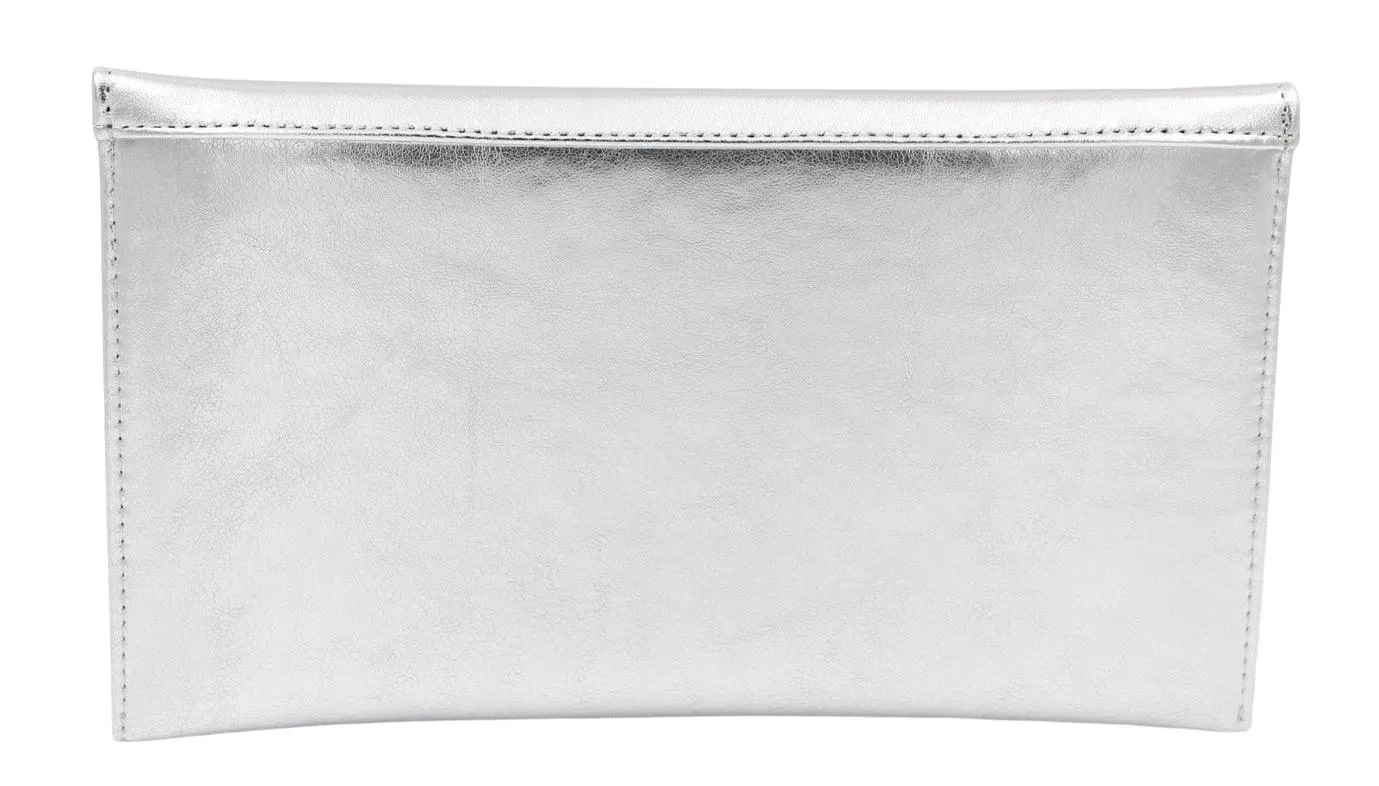 EMIS Silver Pink Shimmer Envelope Clutch Bag T36