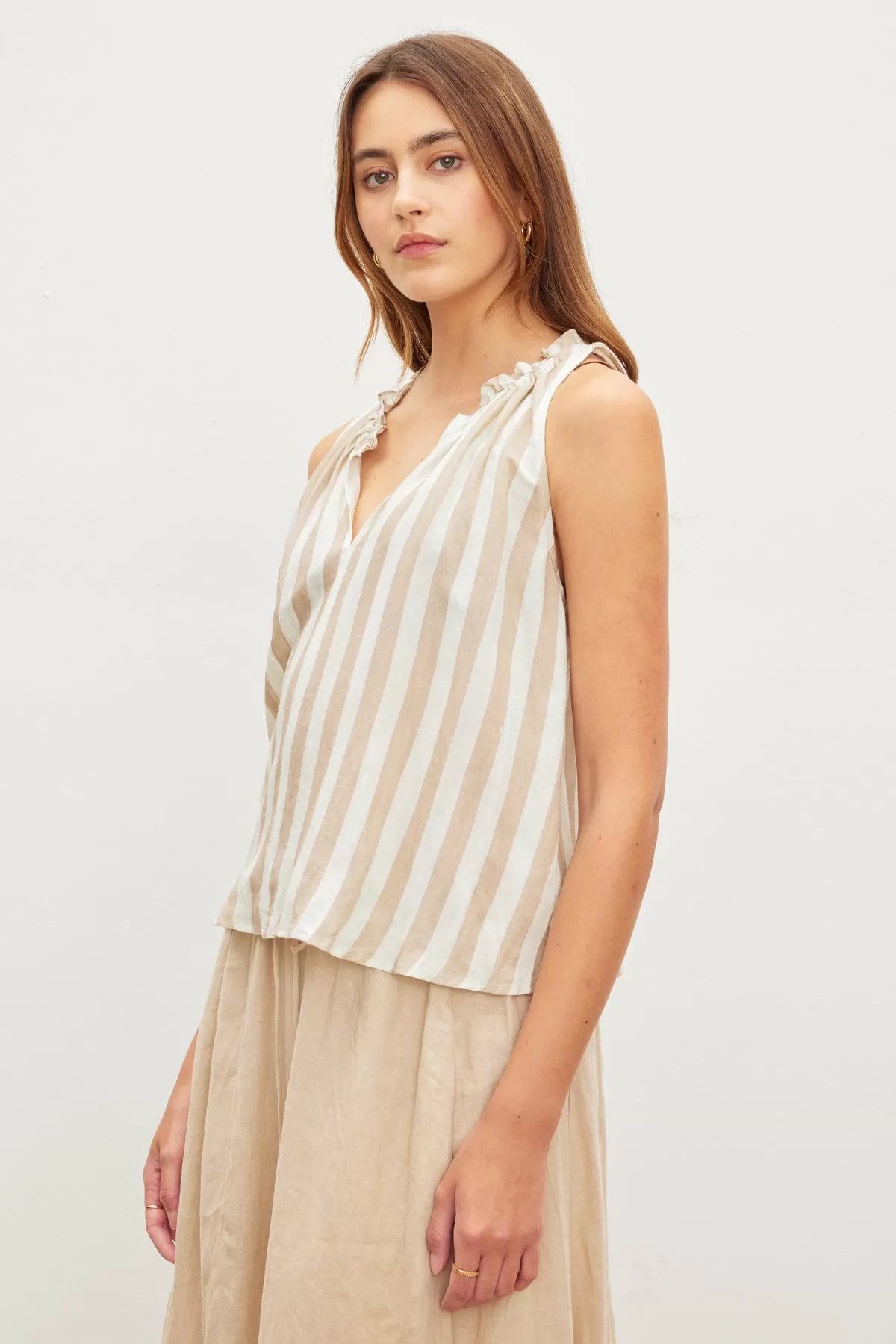 ERICA STRIPED LINEN TANK TOP