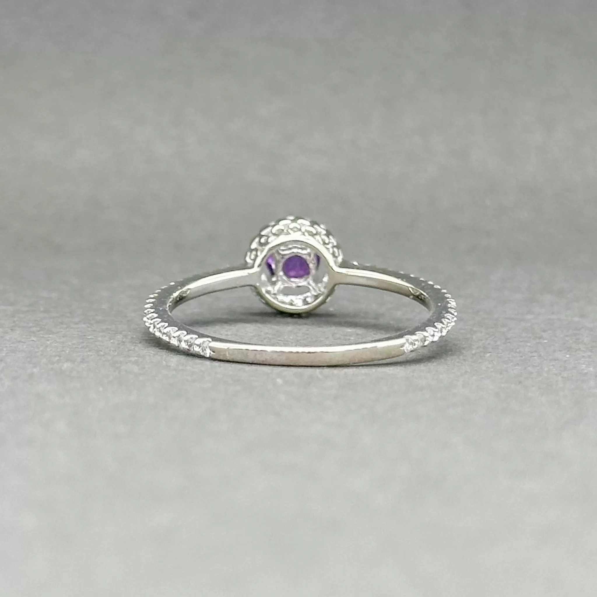 Estate 14K W Gold 0.24ct Amethyst & 0.15ctw H-I/SI1-2 Diamond Ring