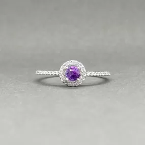 Estate 14K W Gold 0.24ct Amethyst & 0.15ctw H-I/SI1-2 Diamond Ring