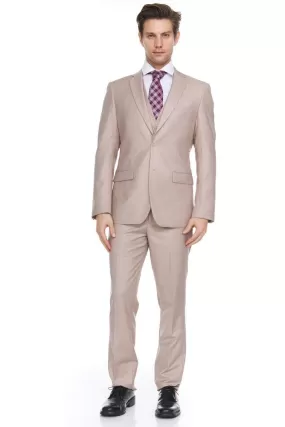 Ferera Collection-Men's 3 Piece Modern Fit Suit Color Tan