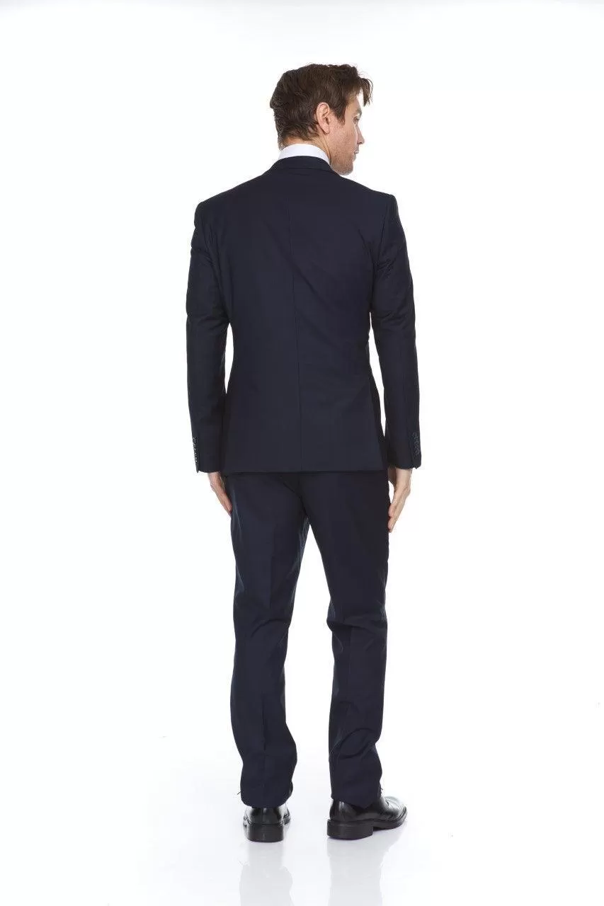 Ferera Collection-Men's 3 Piece Modern Fit Suit Solid Navy