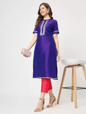 Festive Embroidered Kurta With Contrasting Pants