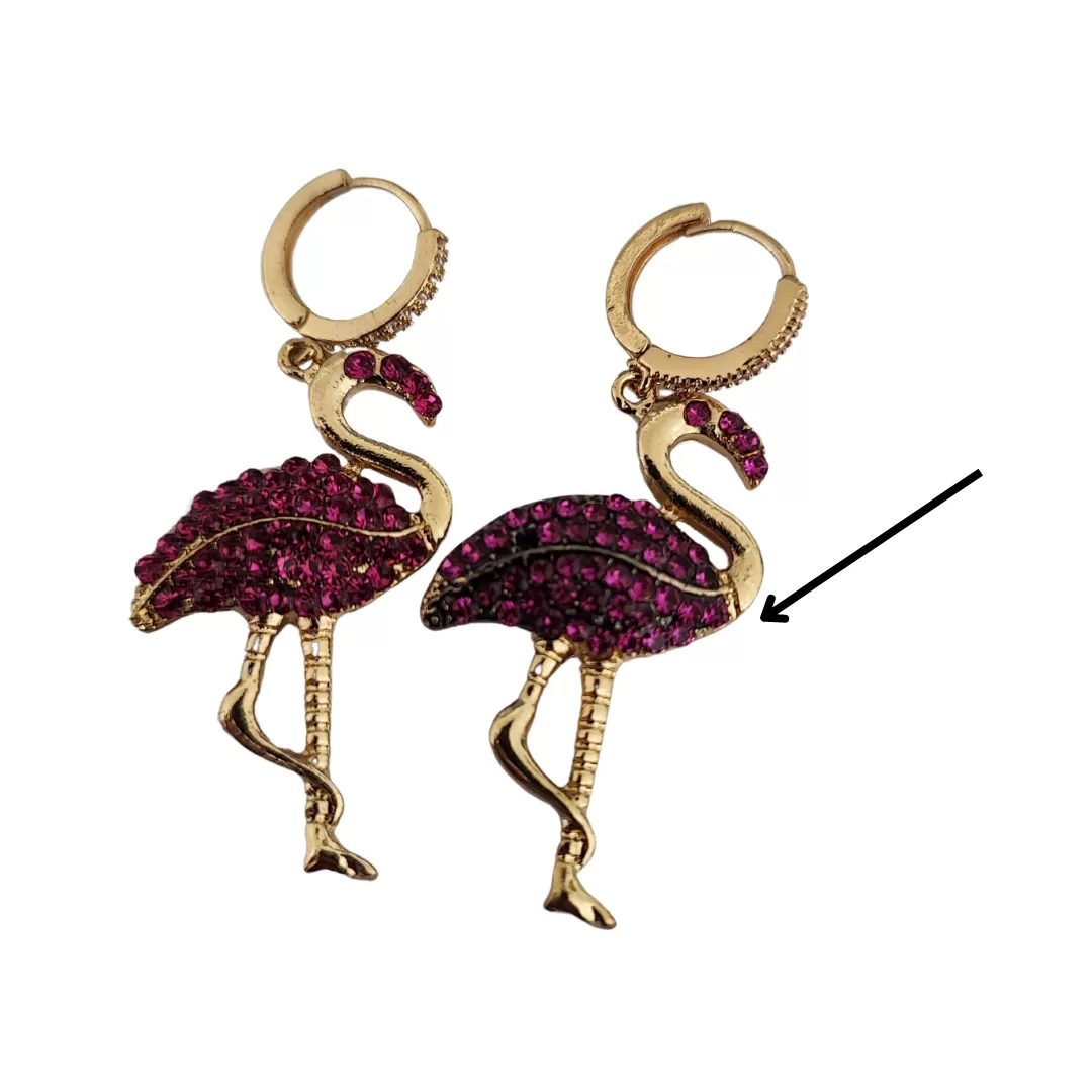 Flappy Flamingo Pink And Gold Earrings - Sample