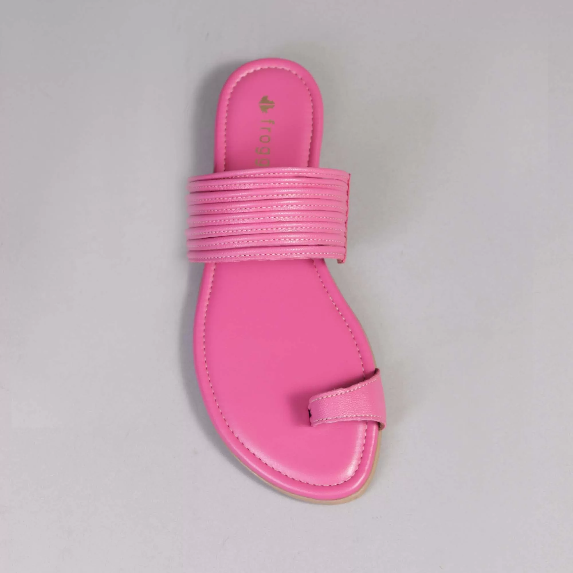 Flat strappy thong sandals in Hot Pink - 12559