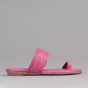 Flat strappy thong sandals in Hot Pink - 12559