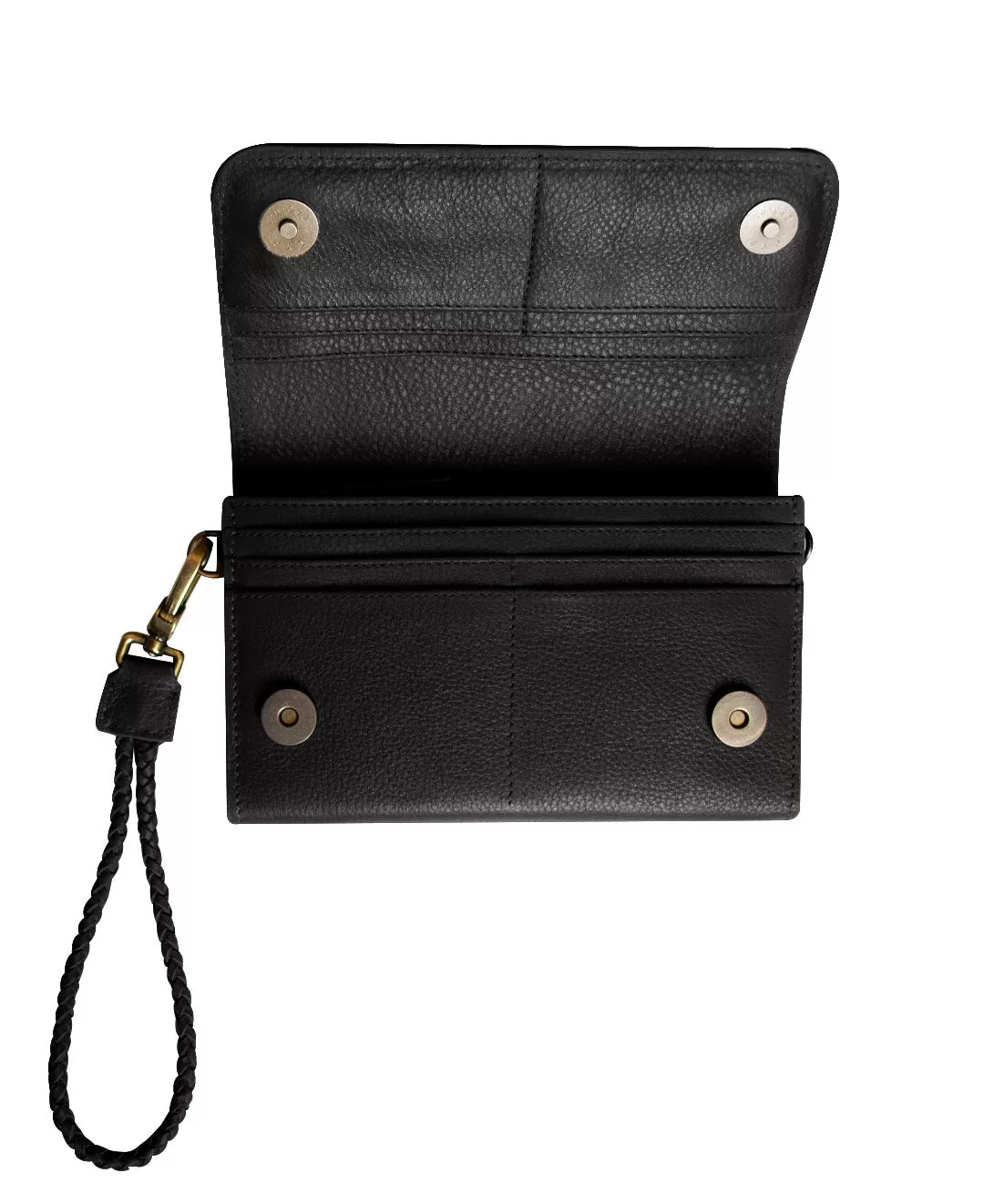 Full Grain Leather Black MILA Crossbody Wallet with Strap