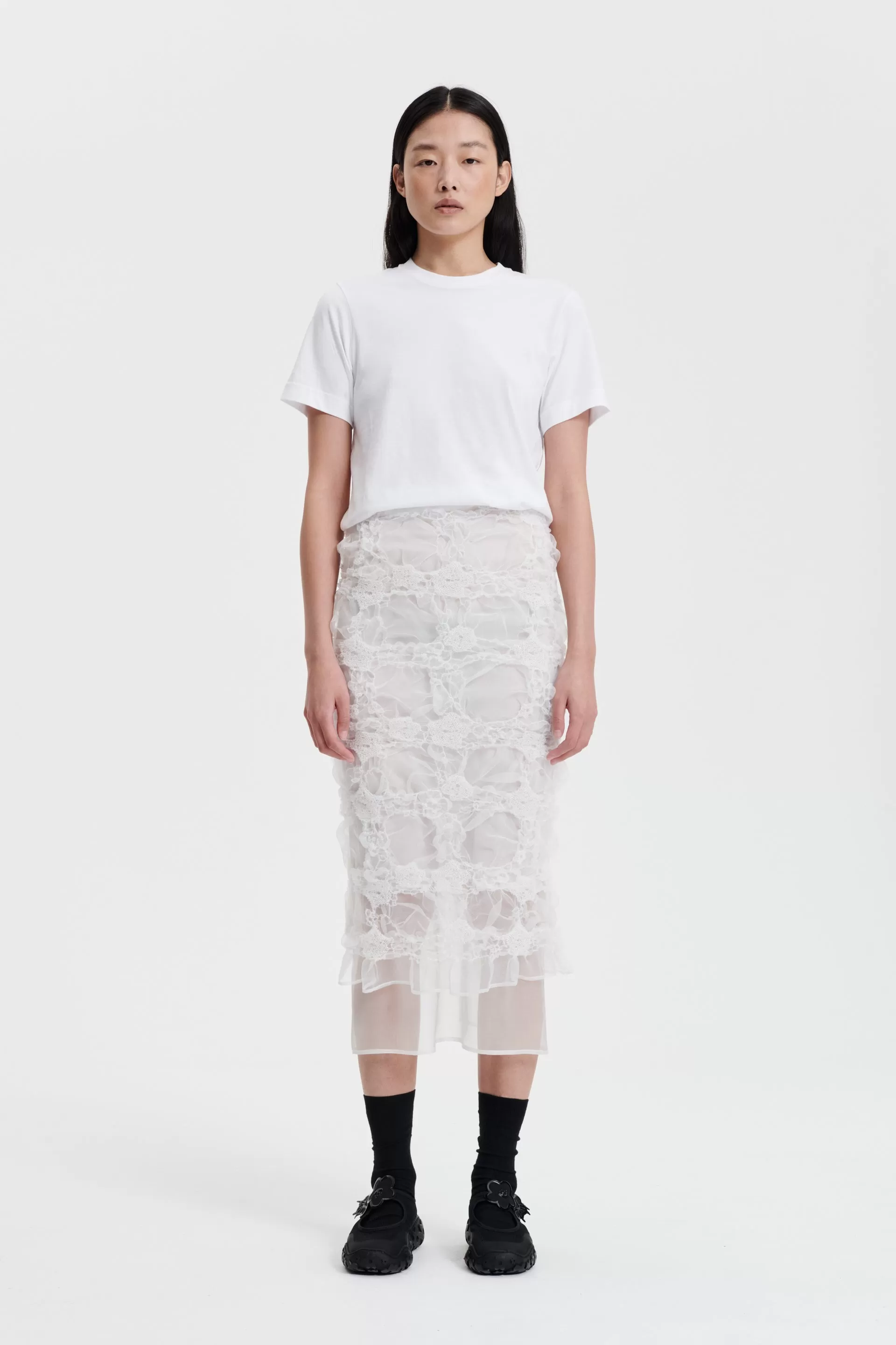 GLENDA | SKIRT SMOCK VIOLA GRID WHITE