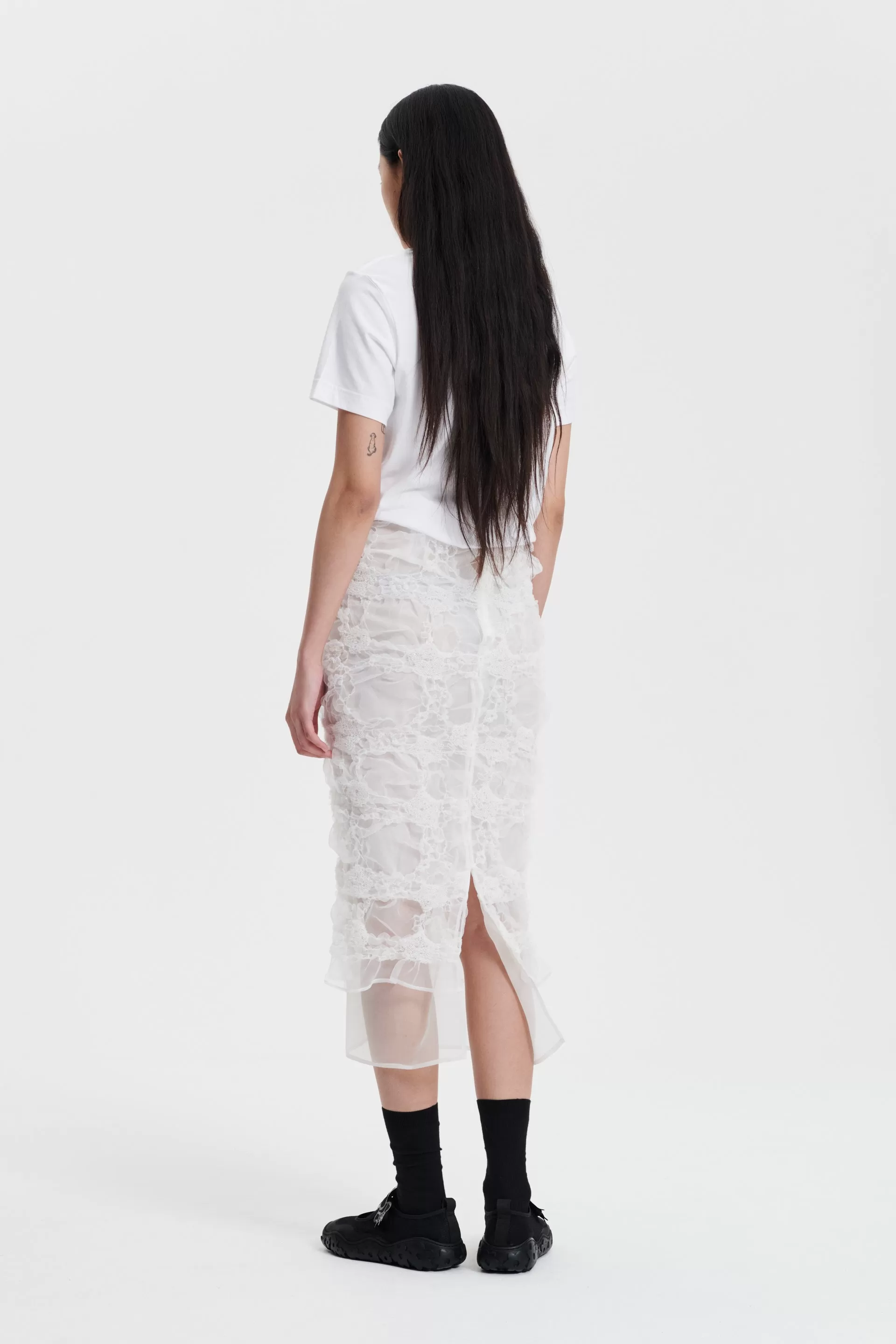 GLENDA | SKIRT SMOCK VIOLA GRID WHITE