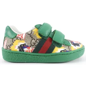 Gucci Baby Green Monogram Supreme Low Top Sneakers - 21