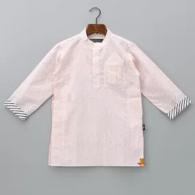 Hand Block Printed Peach Kurta