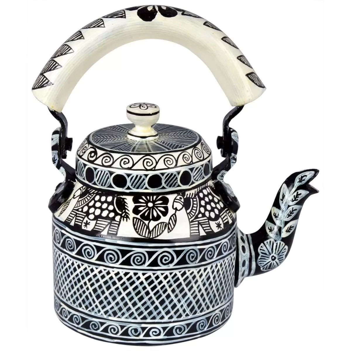 HAND PAINTED TEAPOT: BLACK & WHITE