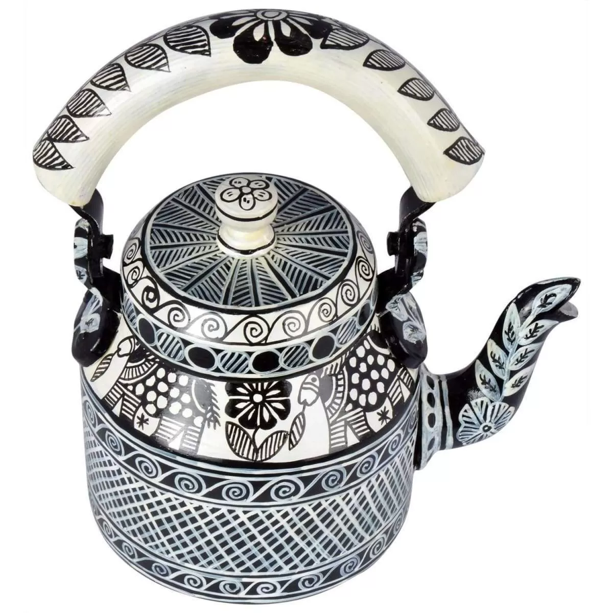 HAND PAINTED TEAPOT: BLACK & WHITE