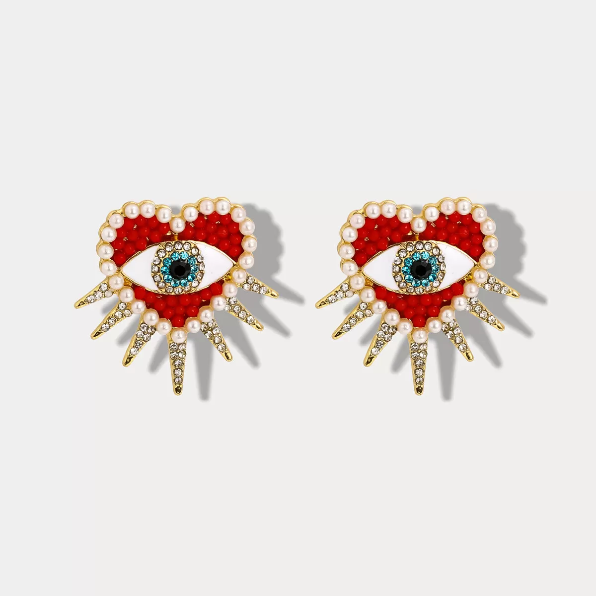 Heart Sun Diamond Evil Eye Earrings