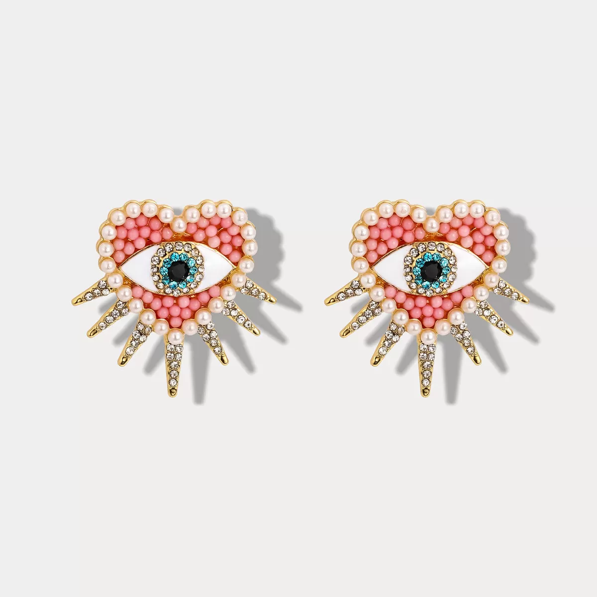 Heart Sun Diamond Evil Eye Earrings