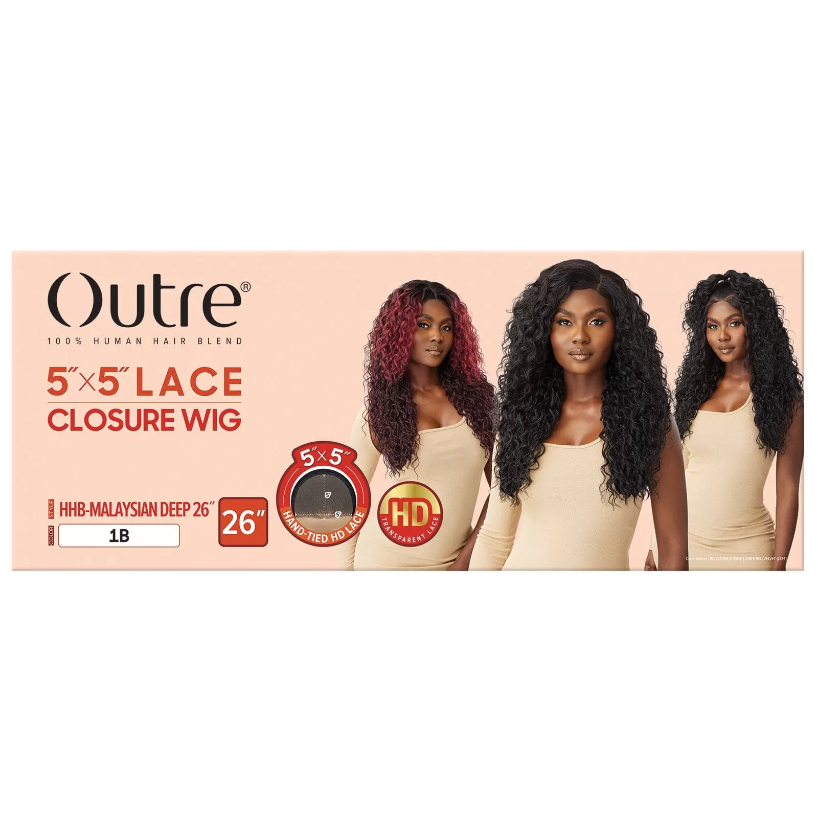 HHB-MALAYSIAN DEEP 26 | Outre Human Hair Blend 5X5 Lace Closure Wig