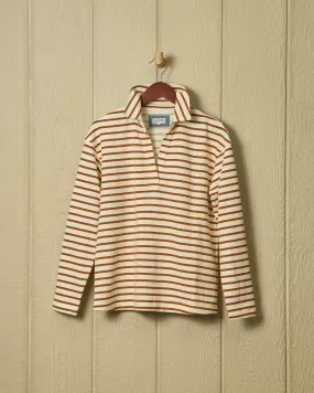 Inlet Pullover in Cream/Acorn Loopback Terry