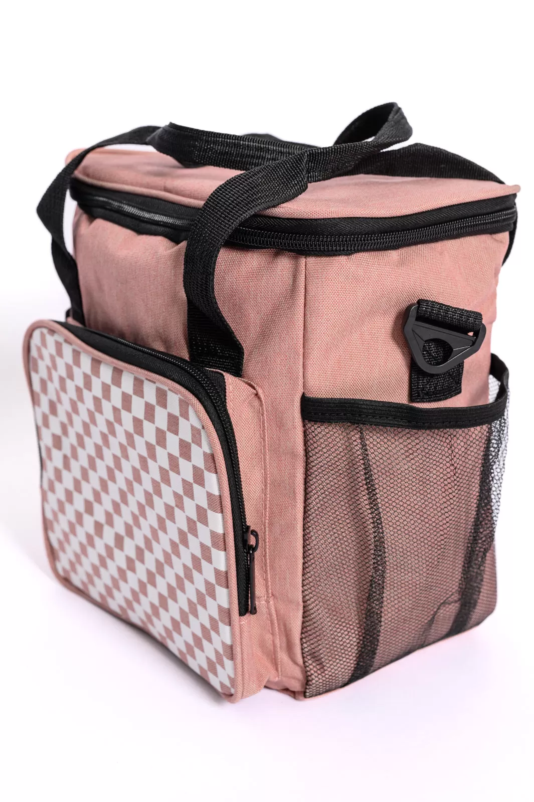 Insulated Checked Tote in Pink - 4/17