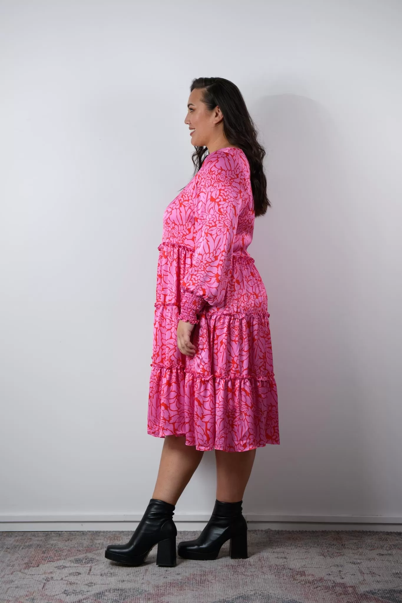 Isabella Dress - Red & Pink Floral