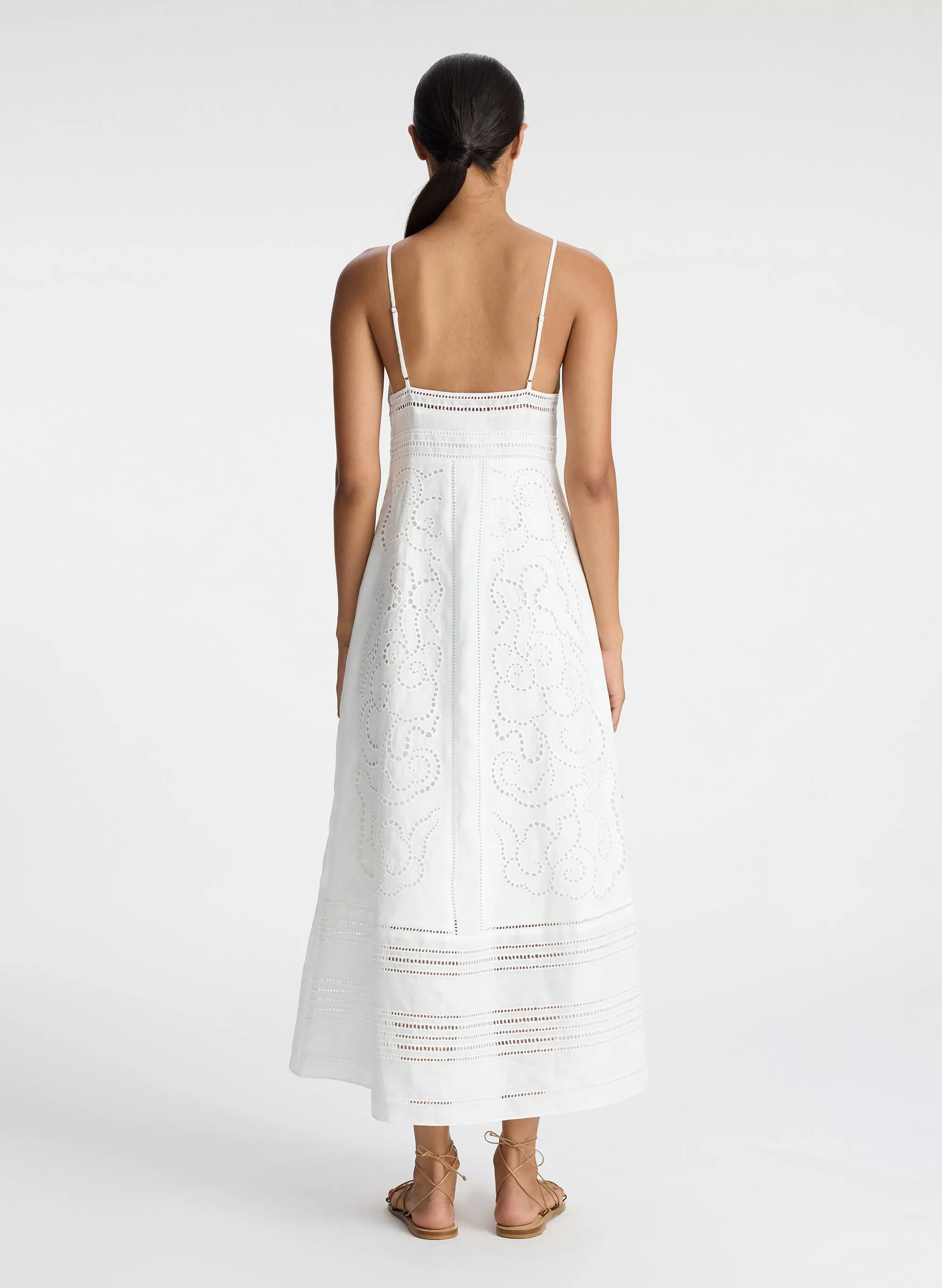 Josie Embroidered Linen Midi Dress