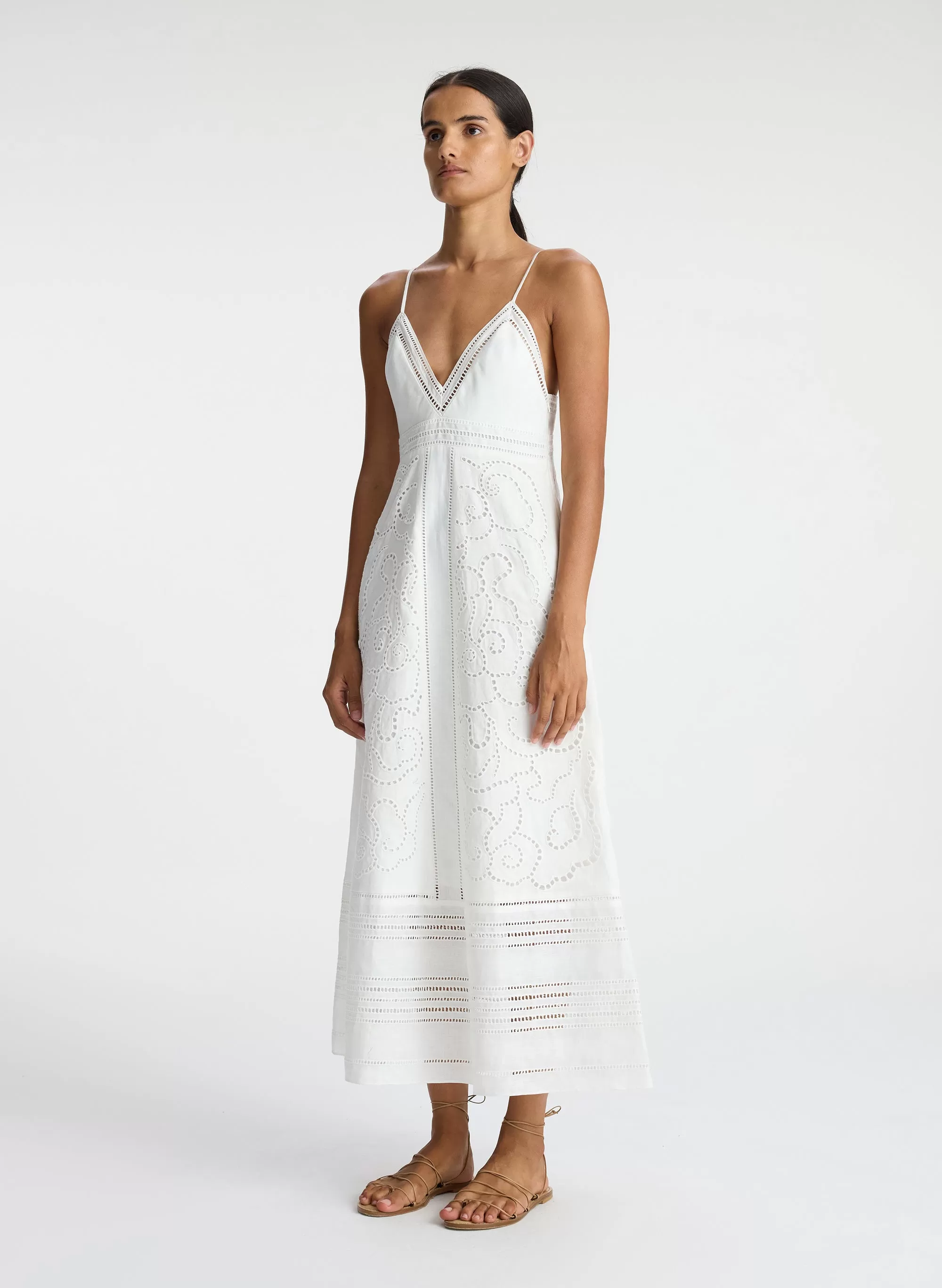 Josie Embroidered Linen Midi Dress