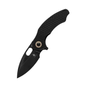 Kizer Degnan Mini Roach Liner Lock Knife Black G-10  Removable Flipper Tab (2.99 Black SW) V3477C2