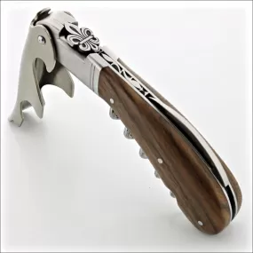 Laguiole Magnum Corkscrew Deco Fleur de Lys - Walnut