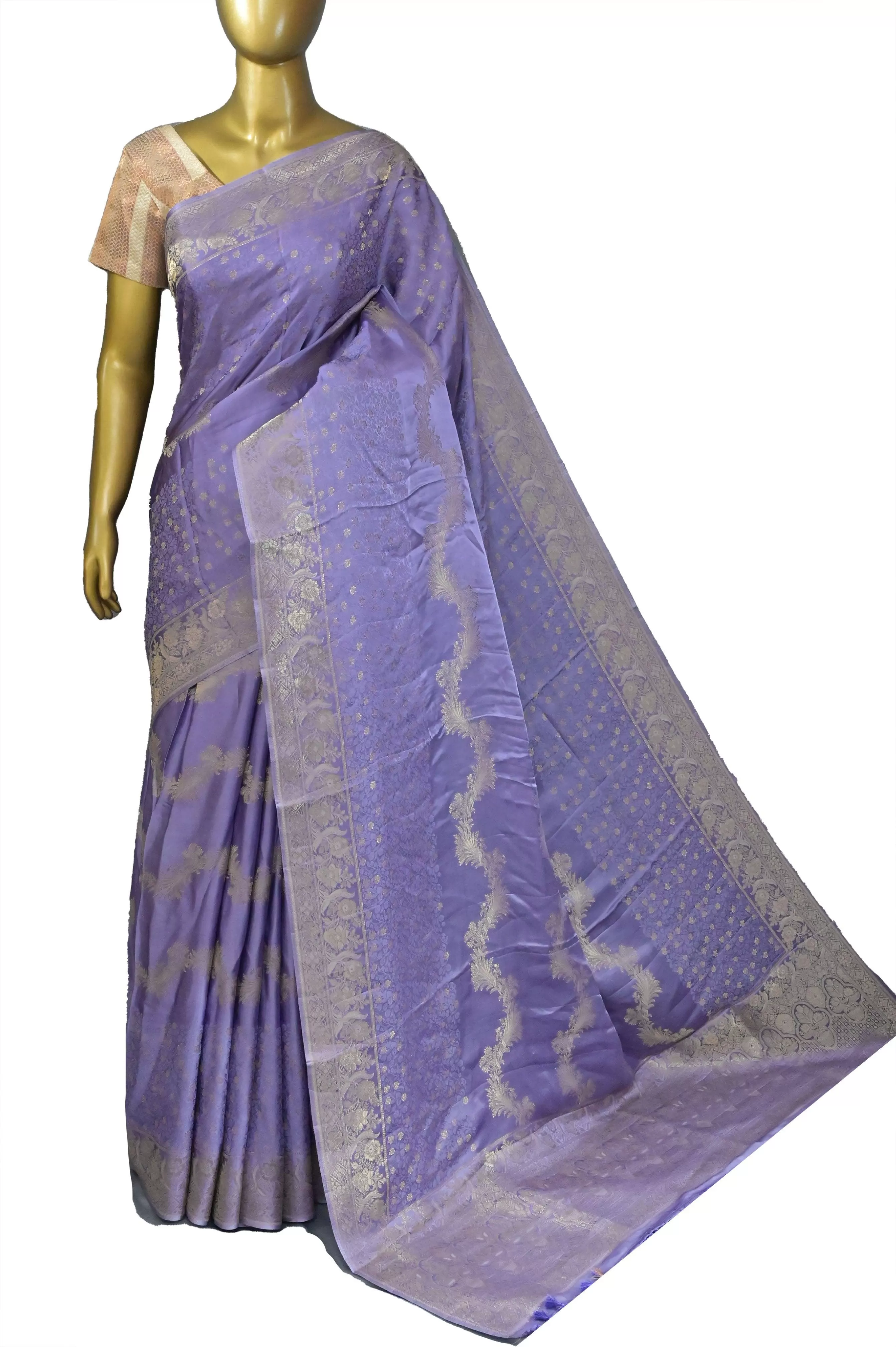 Lavender Color Mashru Silk Saree with Zari Work