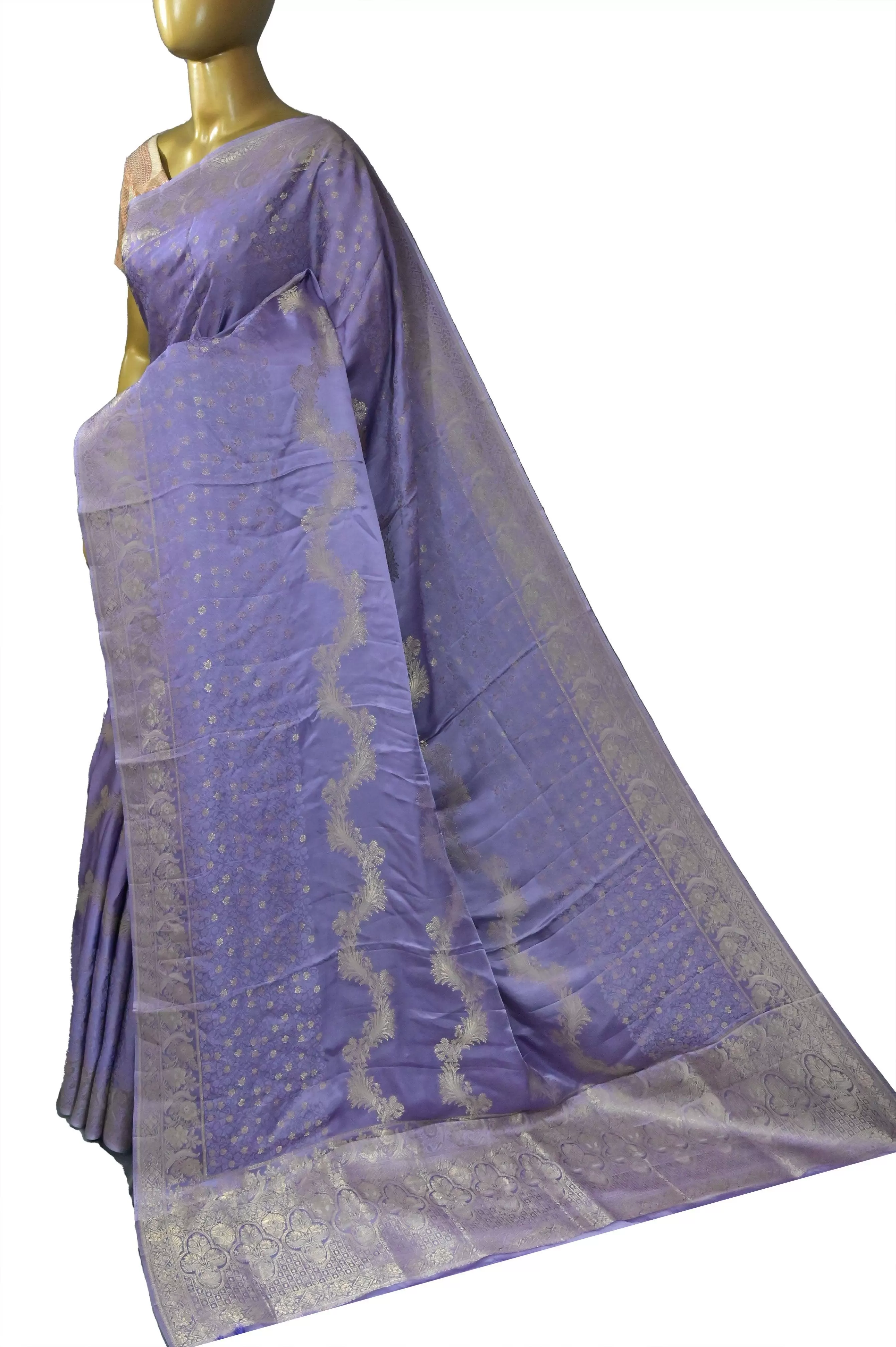 Lavender Color Mashru Silk Saree with Zari Work