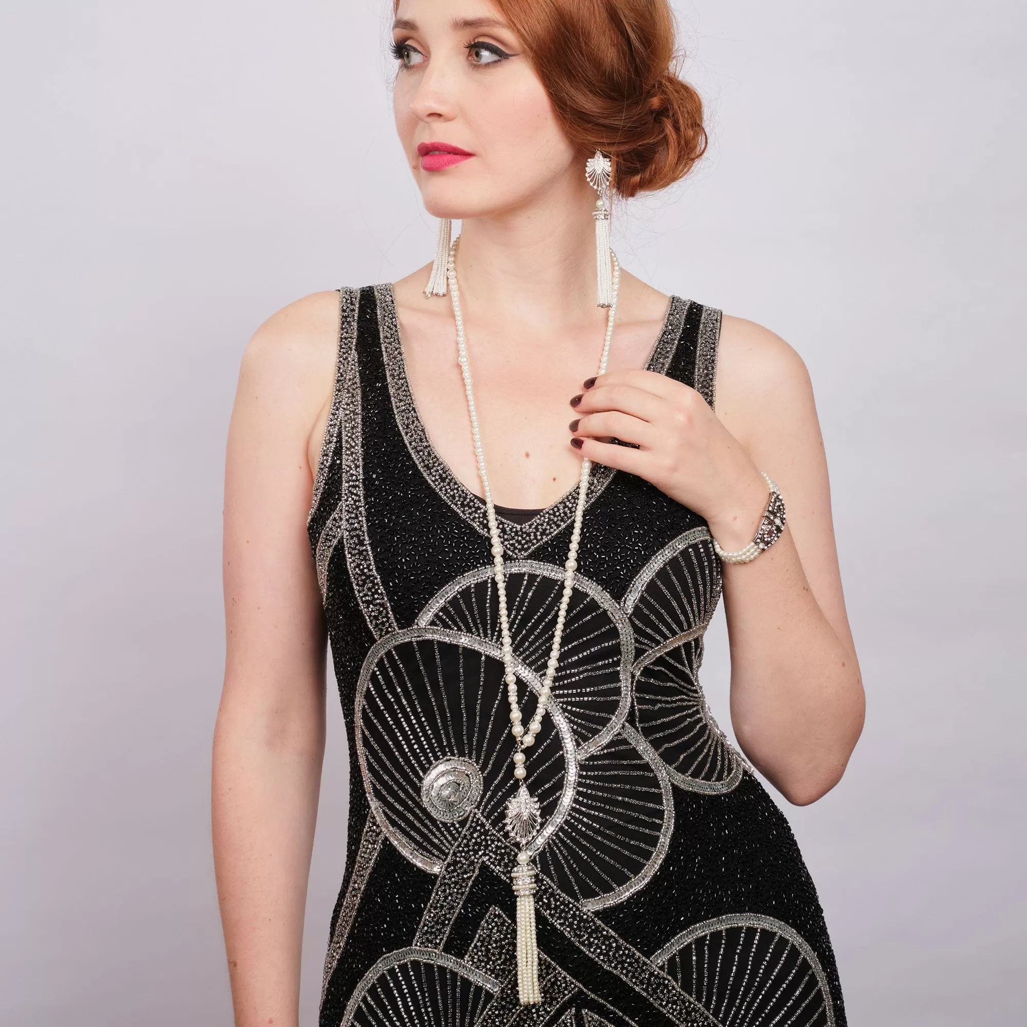 Long Tassel Necklace: Vintage Art Deco Pearl Long Necklace With Tassel