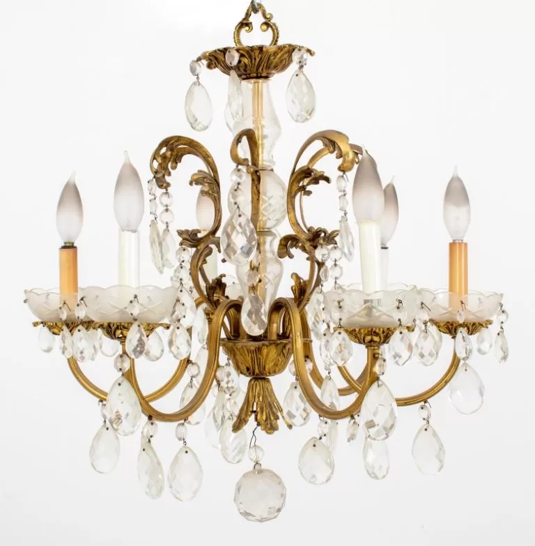 Louis XV Style Glass Baluster Six Light Chandelier