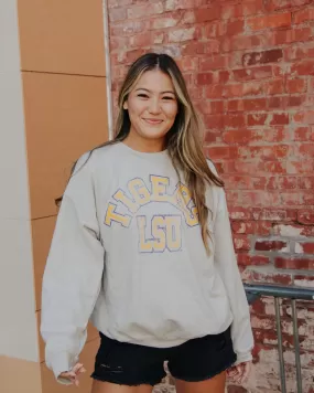 LSU Mega Arch Sand Thrifted Sweatshirt