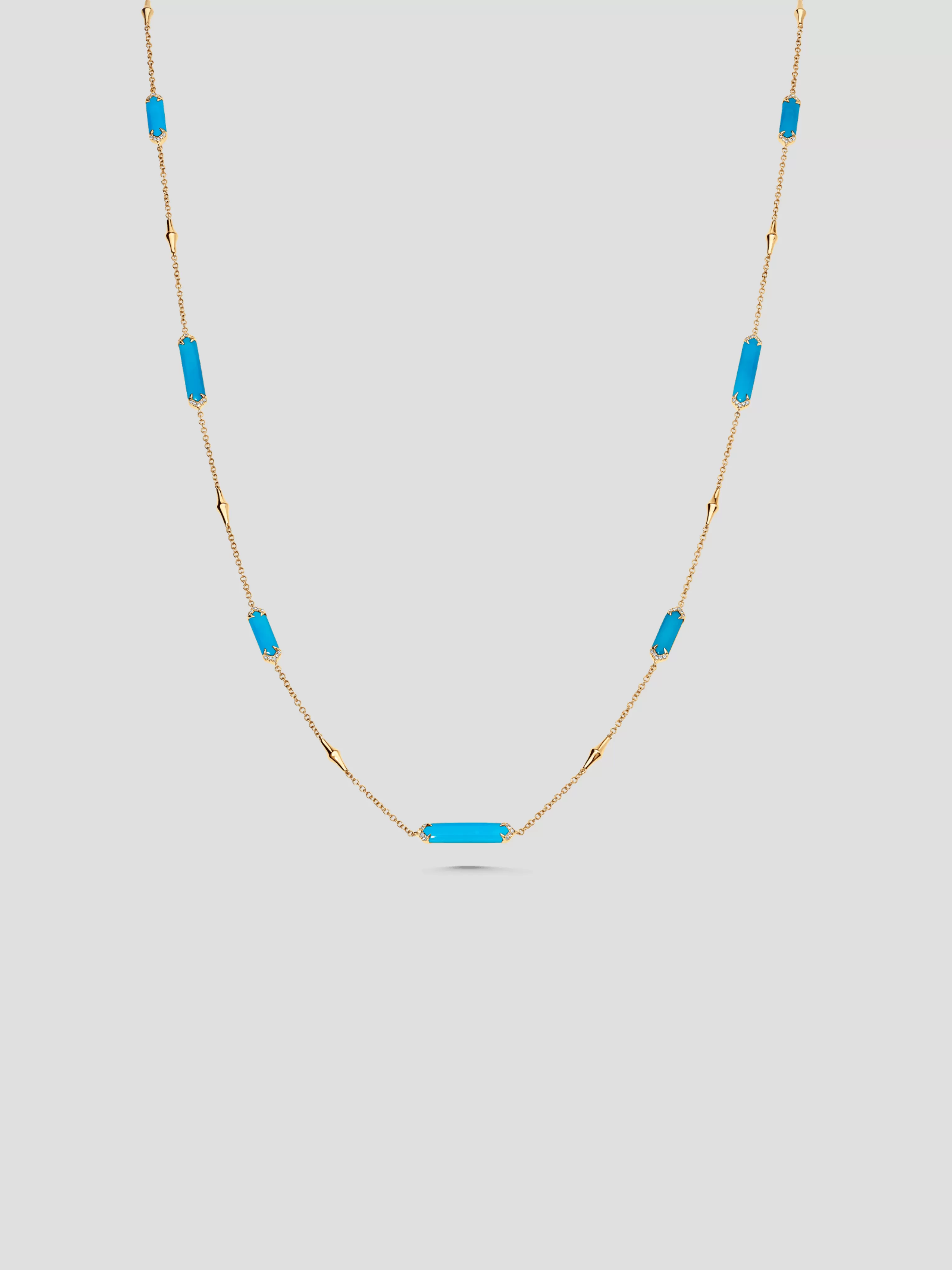 Lucia Turquoise & Gold Elongated Hexagon Long Necklace