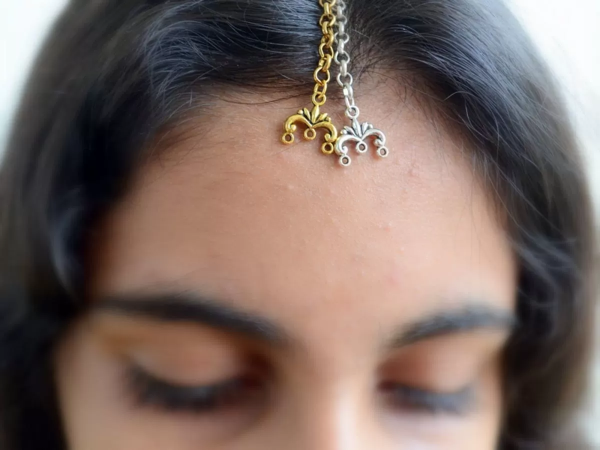 Maang Tikka Set, Indian hair accessory, minimal wedding forehead jewelry,