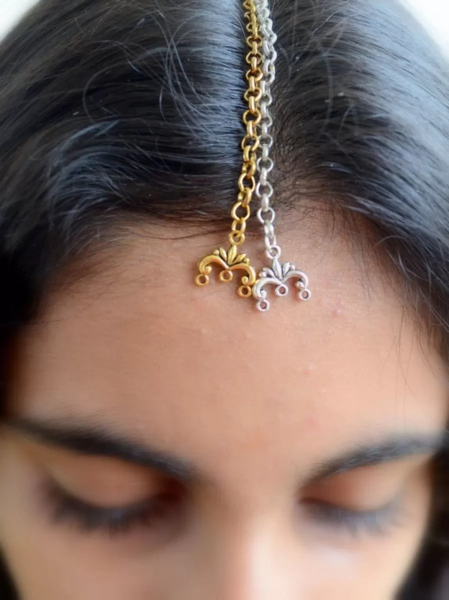 Maang Tikka Set, Indian hair accessory, minimal wedding forehead jewelry,