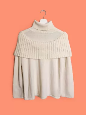 MANGO Y2K Faux Collar Turtleneck Sweater in White