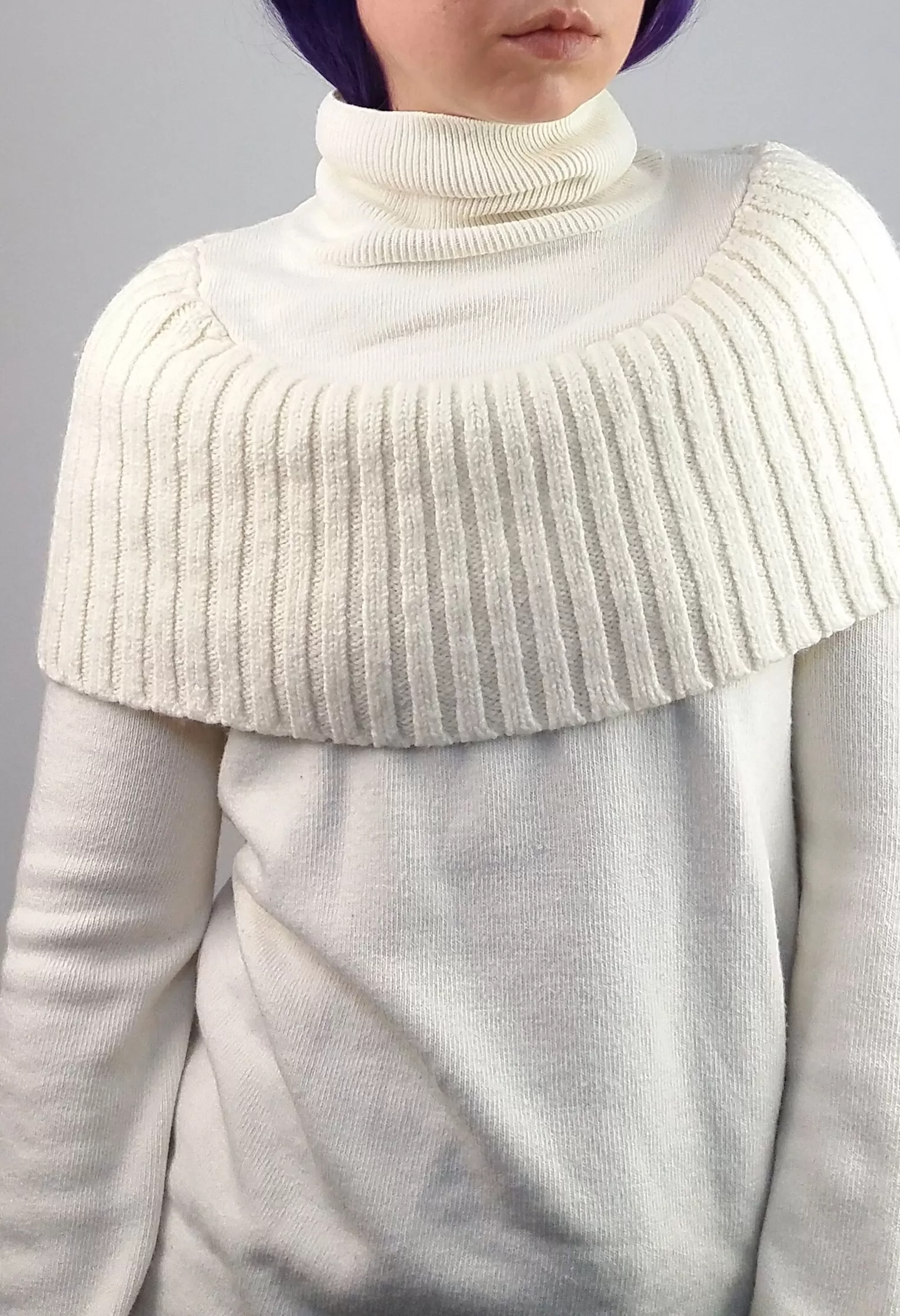 MANGO Y2K Faux Collar Turtleneck Sweater in White