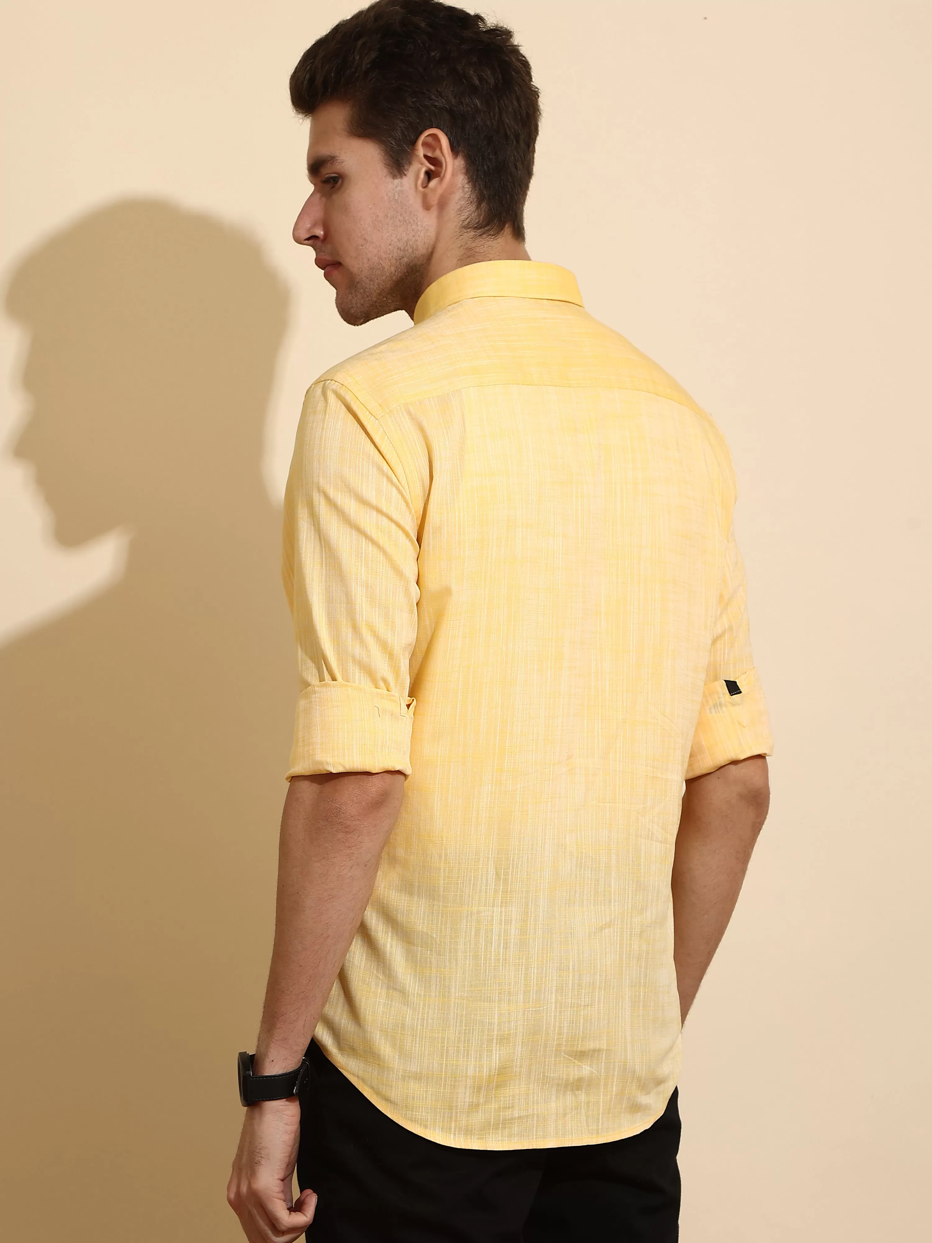 Mango Yellow Semi Casual Shirt