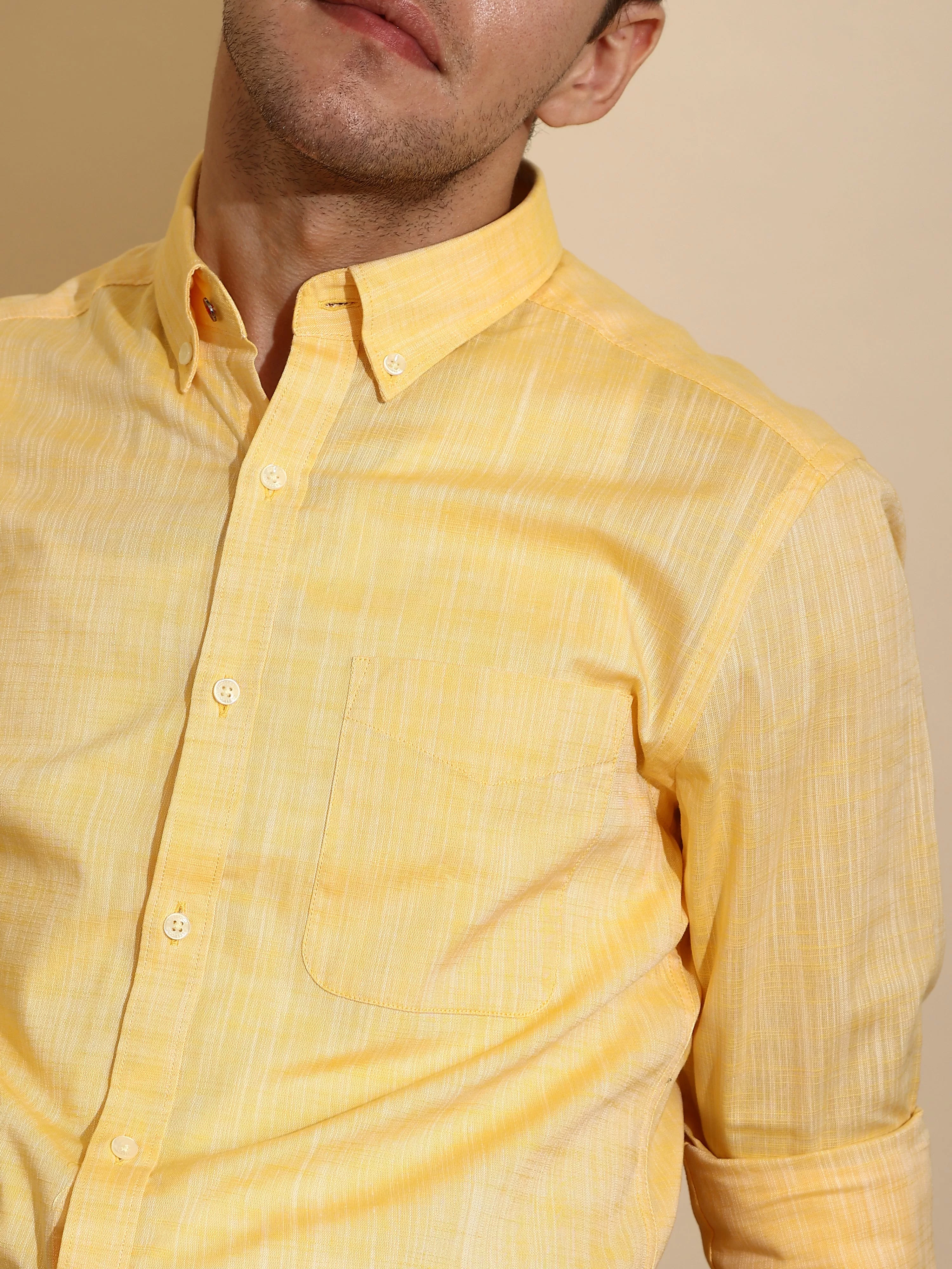 Mango Yellow Semi Casual Shirt