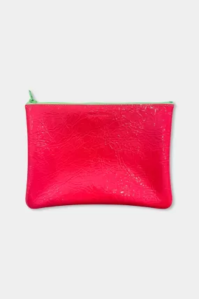 Medium Color Block Zip Pouch | Fluoro Pink   Fluoro Red