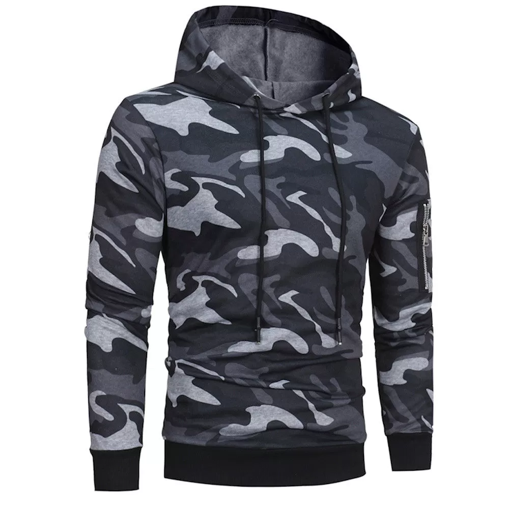 Mens' Long Sleeve Camouflage Hooded Sweatshirt