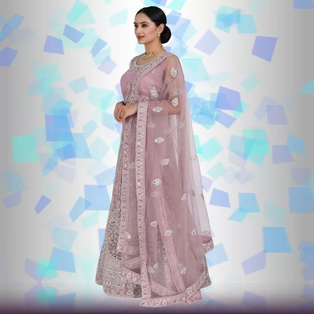 Mirror work lehenga Choli - Mauve