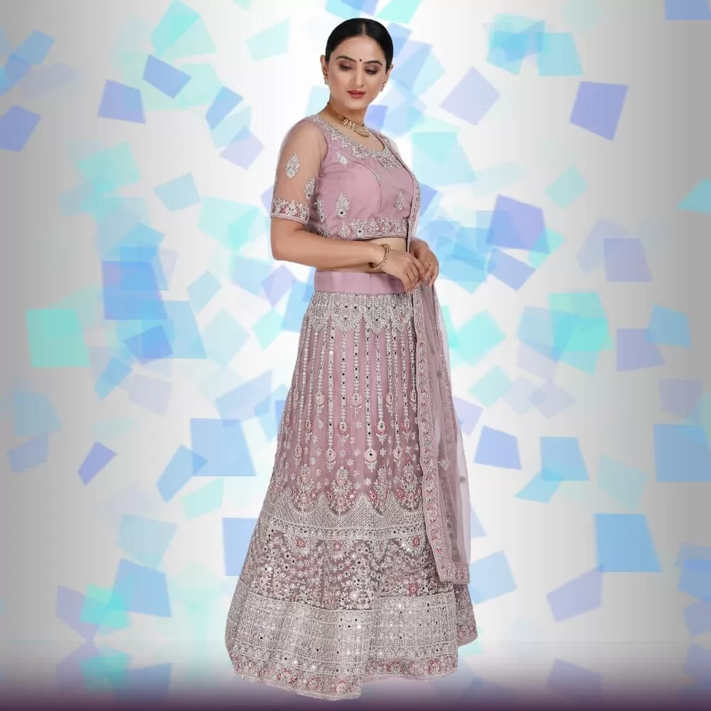 Mirror work lehenga Choli - Mauve