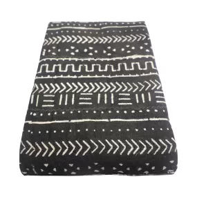 Mud Cloth Textile | Oversize Throw Blanket Black