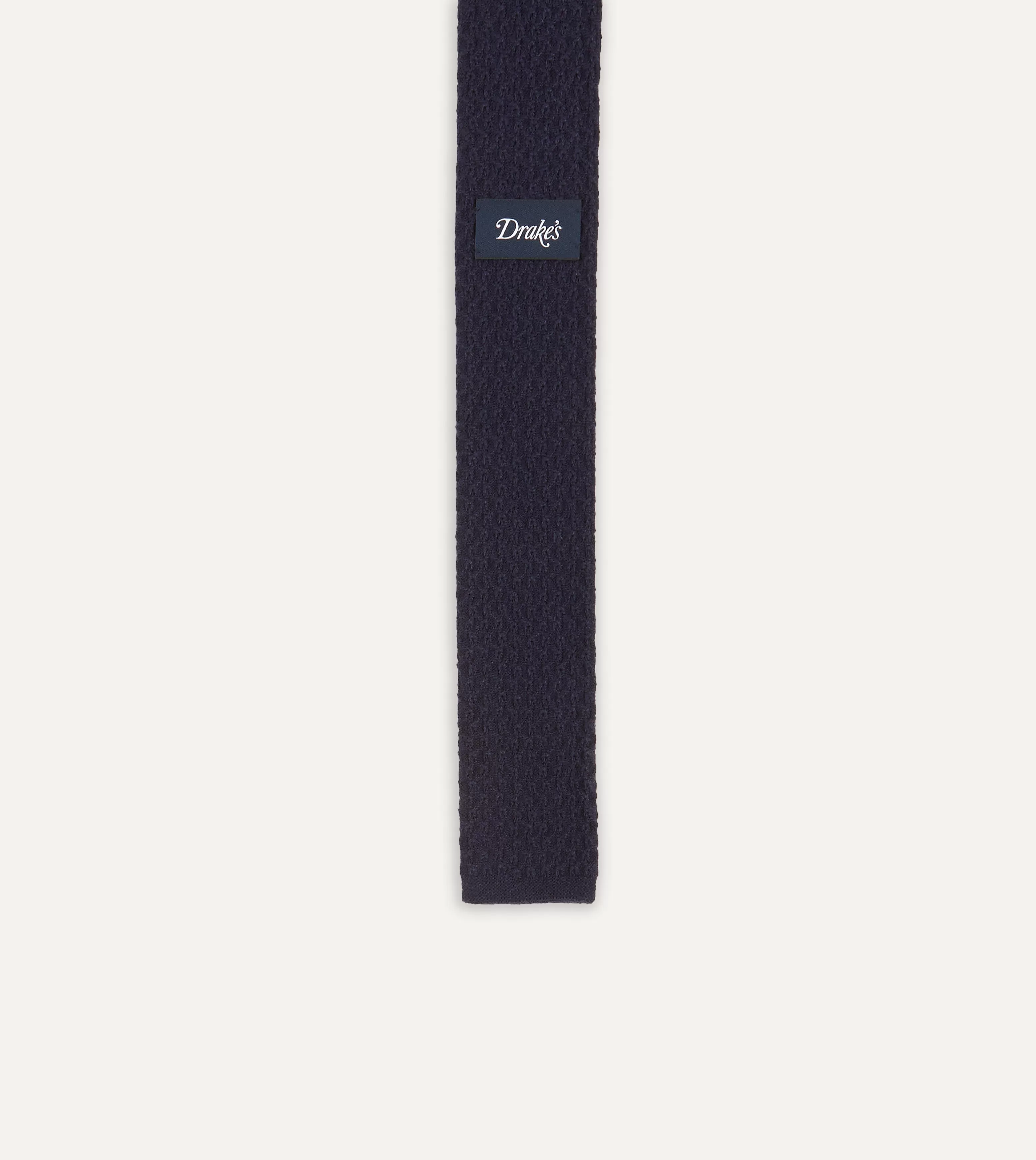 Navy Knitted Cashmere Wool Solid Colour Tie