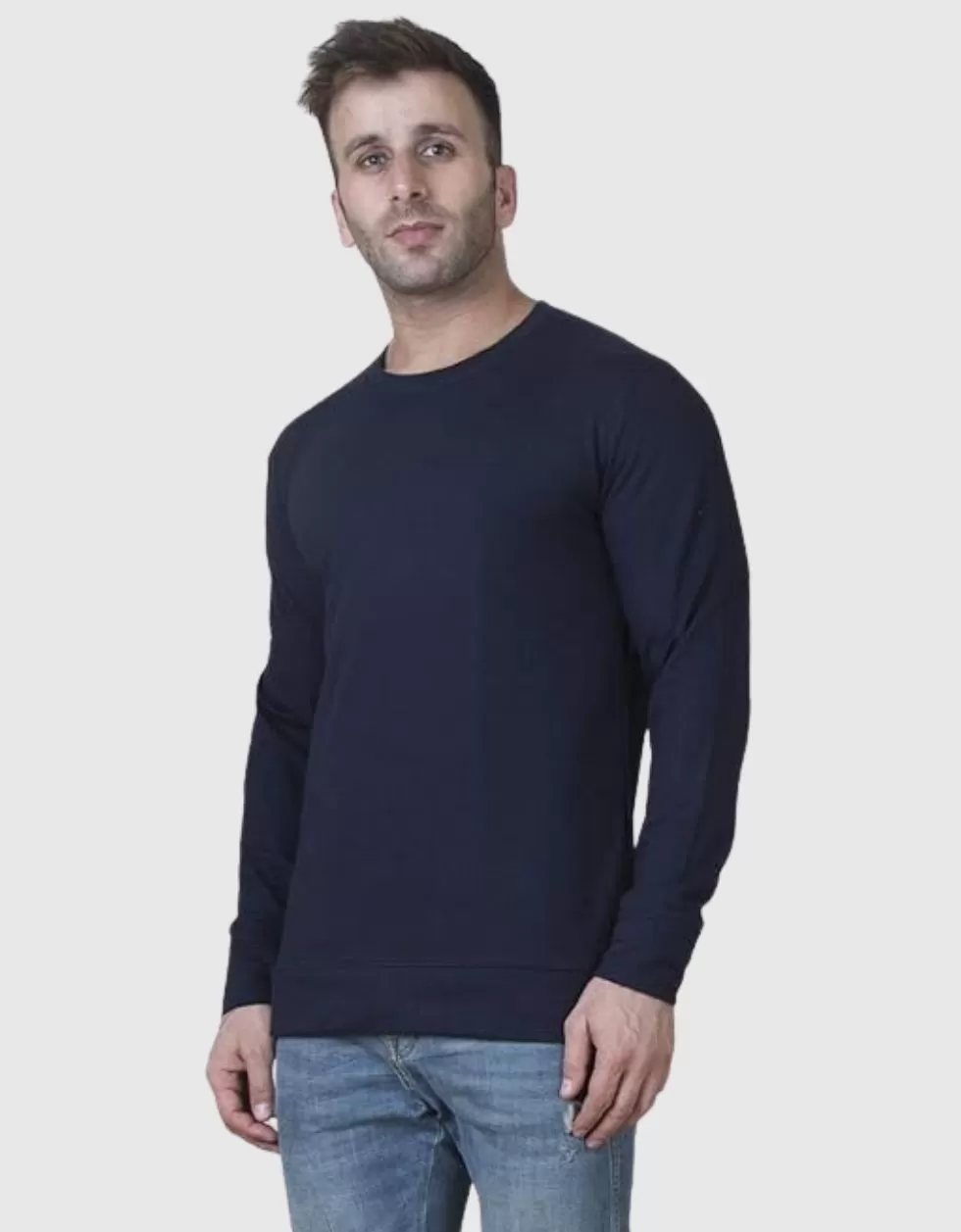 Navy Solid Regular Fit Sweatshirt