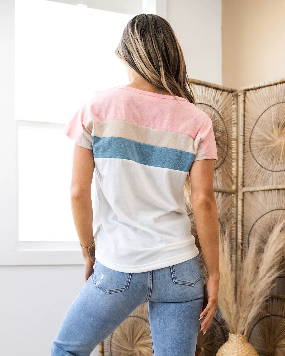 NEW! This Close Color Block Top - Pink & Teal