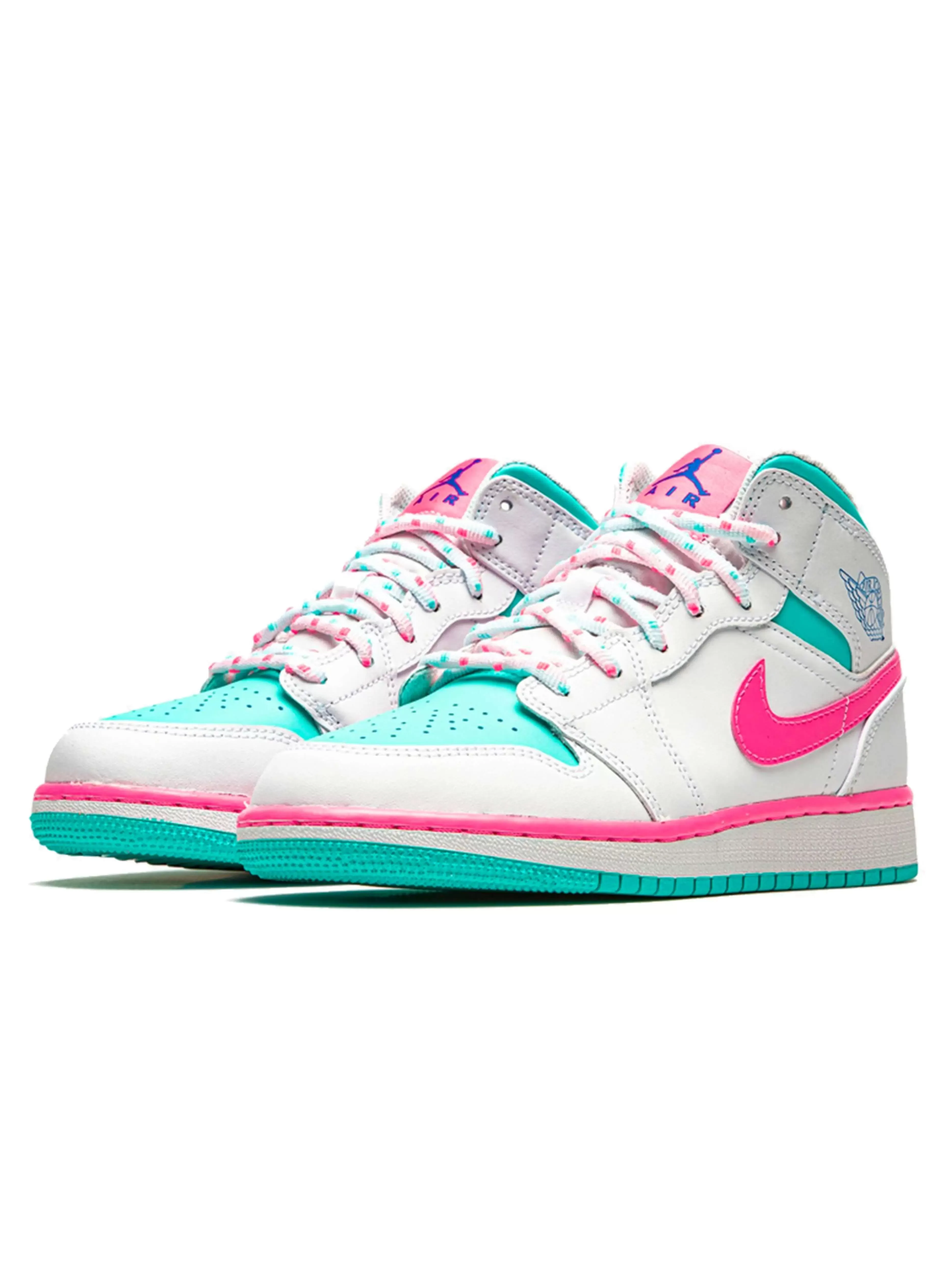 Nike Air Jordan 1 Mid White Pink Green Soar (GS)