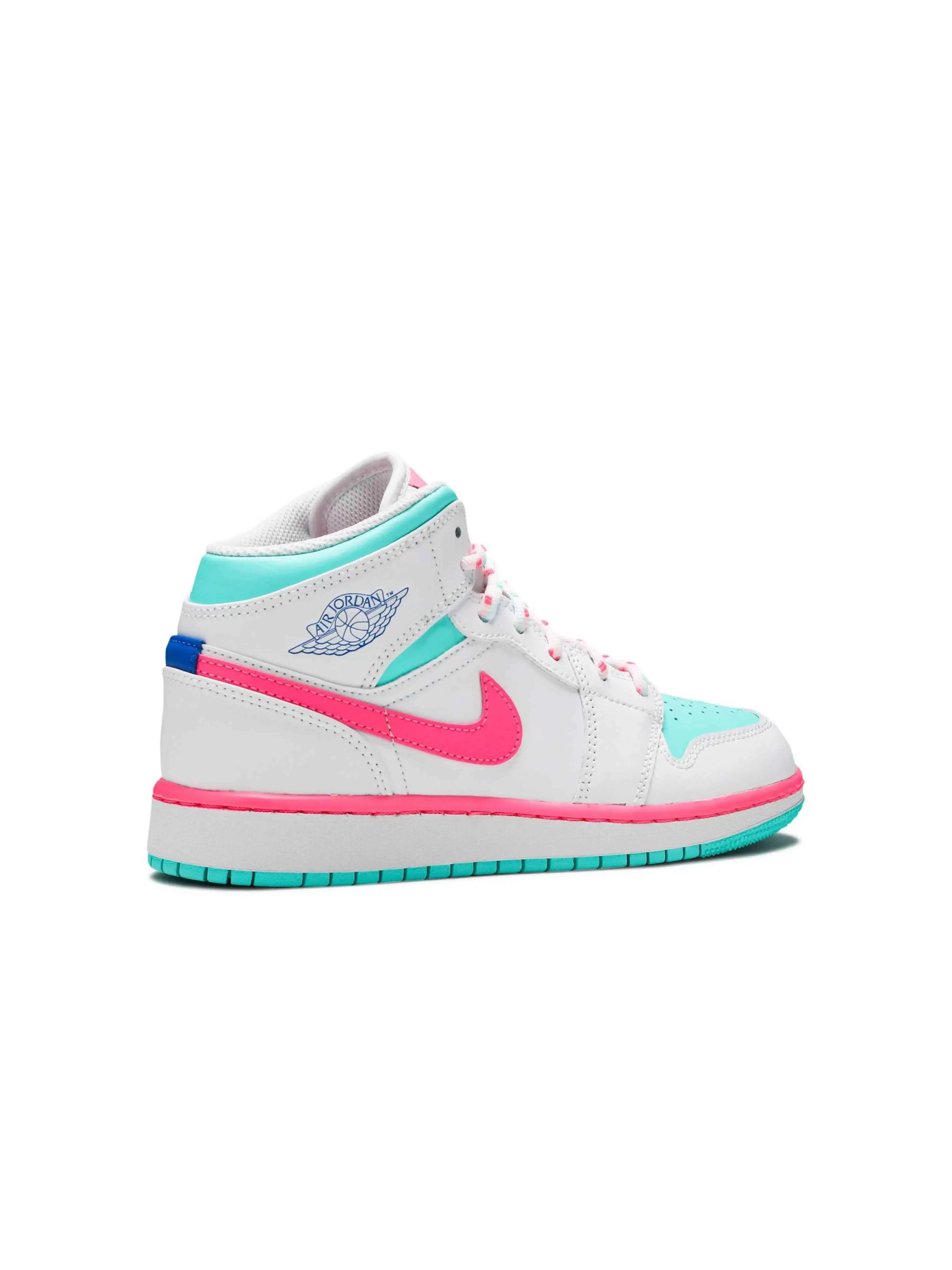 Nike Air Jordan 1 Mid White Pink Green Soar (GS)